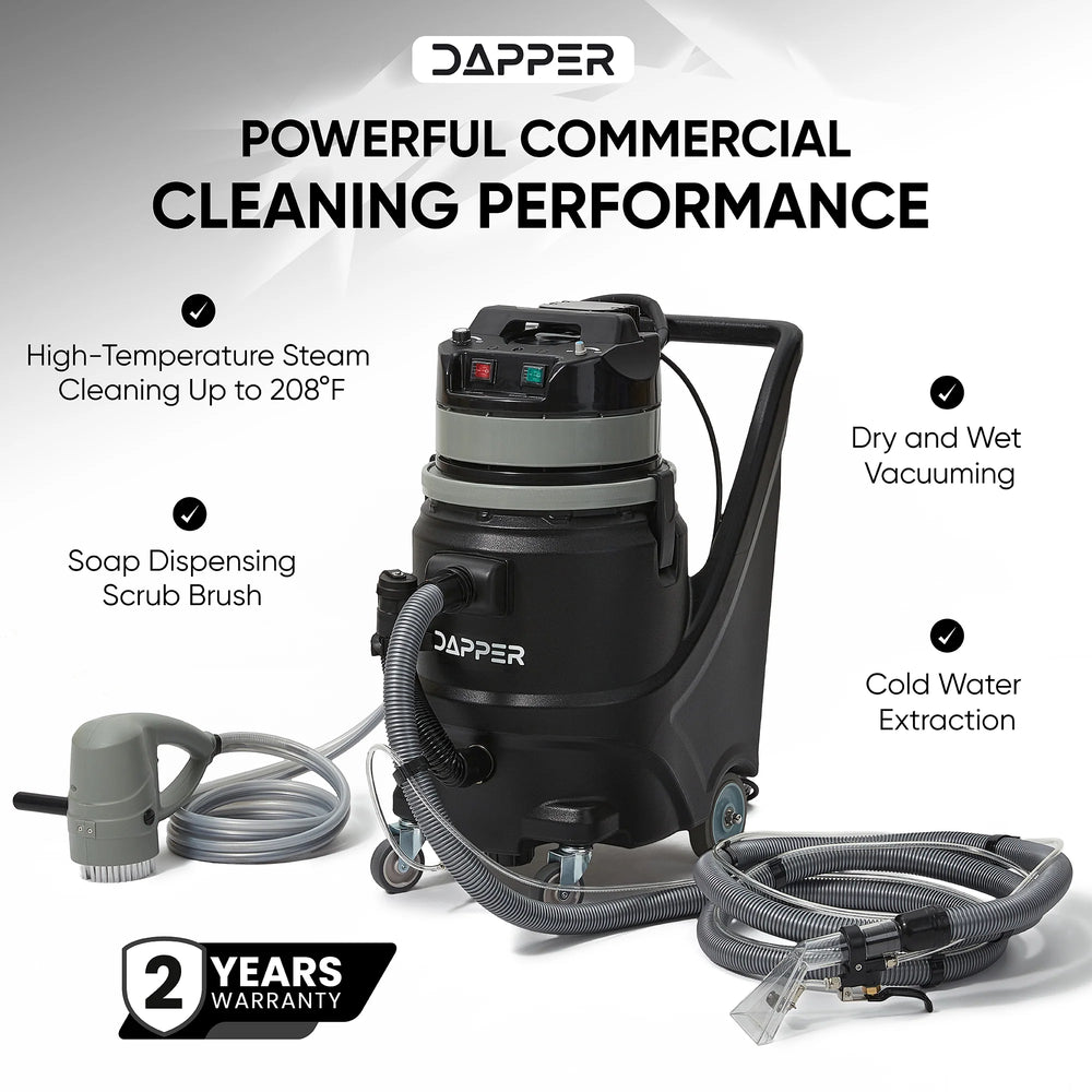 Dapper Supply Vacuum Cleaner Wet/Dry 4.5 Gal. Tank with Scrub Brush Steam Water Extraction New