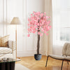 5.5 FT tall artificial cherry blossom tree with pink flowers, featuring a natural wood trunk, perfect for home or.