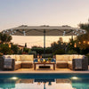 13FT Double-sided Patio Umbrella with Solar Lights for Garden Pool Backyard-Coffee - Gallery View 1 of 10