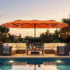 13FT Double-sided Patio Umbrella with Solar Lights for Garden Pool Backyard-Orange - Gallery View 1 of 10