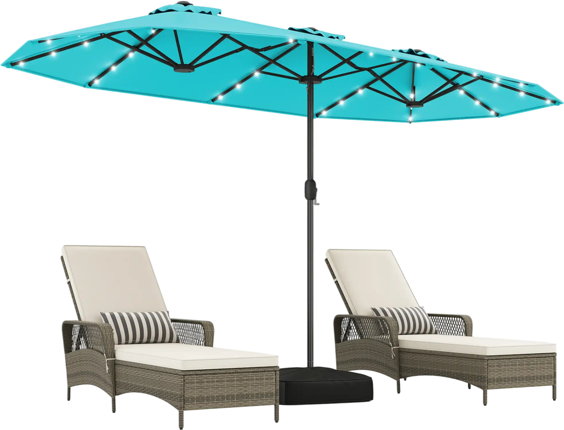 Costway 13' Double-Sided Patio Umbrella w/ Solar Lights for Garden Pool Backyard 63248591 New