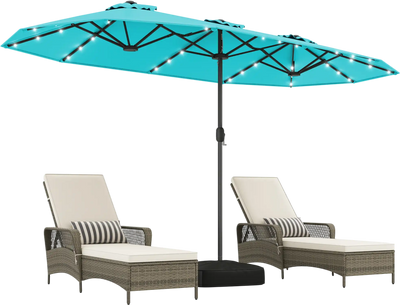 Costway 13' Double-Sided Patio Umbrella with Solar Lights 63248591 New