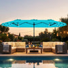 13FT Double-sided Patio Umbrella with Solar Lights for Garden Pool Backyard-Turquoise - Gallery View 1 of 10