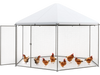 13FT Large Metal Hexagonal Chicken Coop with Wire Mesh and Lockable Door