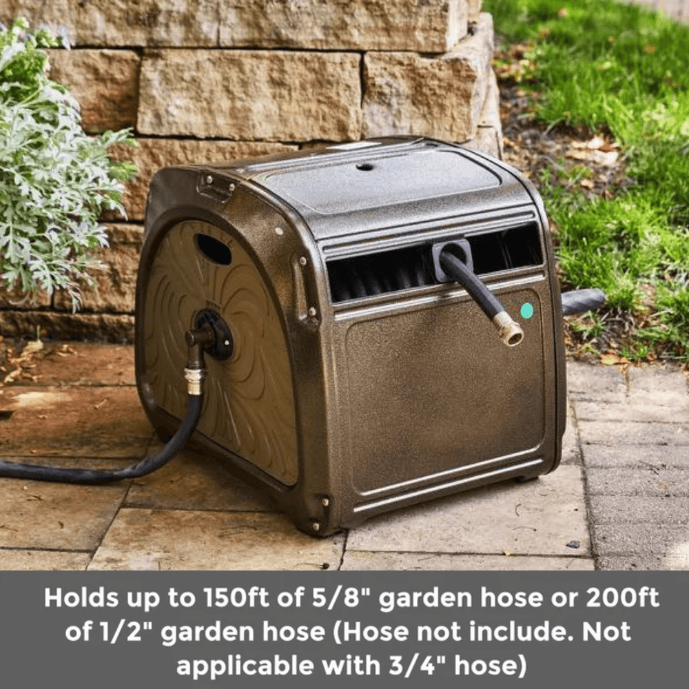 Giraffe Tools Metal Garden Hose Reel Box Black/Green New