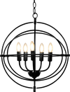 20 Inch 5 Lights Metal Chandelier with Pivoting Interlocking Rings