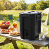 Insulated 13.2 Gal beverage dispenser in black with drip-proof faucet, perfect for outdoor parties and camping.