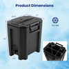 Insulated beverage dispenser in black, 13.2 Gal capacity, featuring dimensions for easy stacking and transport.