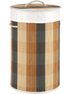 Multicolor laundry hamper with a 13.2-gallon capacity, removable liner, and bamboo-woven finish for stylish storage.