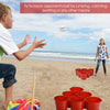 Giant Pong game set with 12 durable buckets and two PVC balls, perfect for outdoor fun at the beach or backyard.