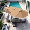 13 FT Double-Sided Patio Umbrella Large Rectangle Market Umbrella with 36 LED Lights-Tan - Gallery View 1 of 10