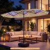 13 FT Double-Sided Patio Umbrella with Color-Changing Flowing Solar LED Lights-Beige - Gallery View 1 of 10