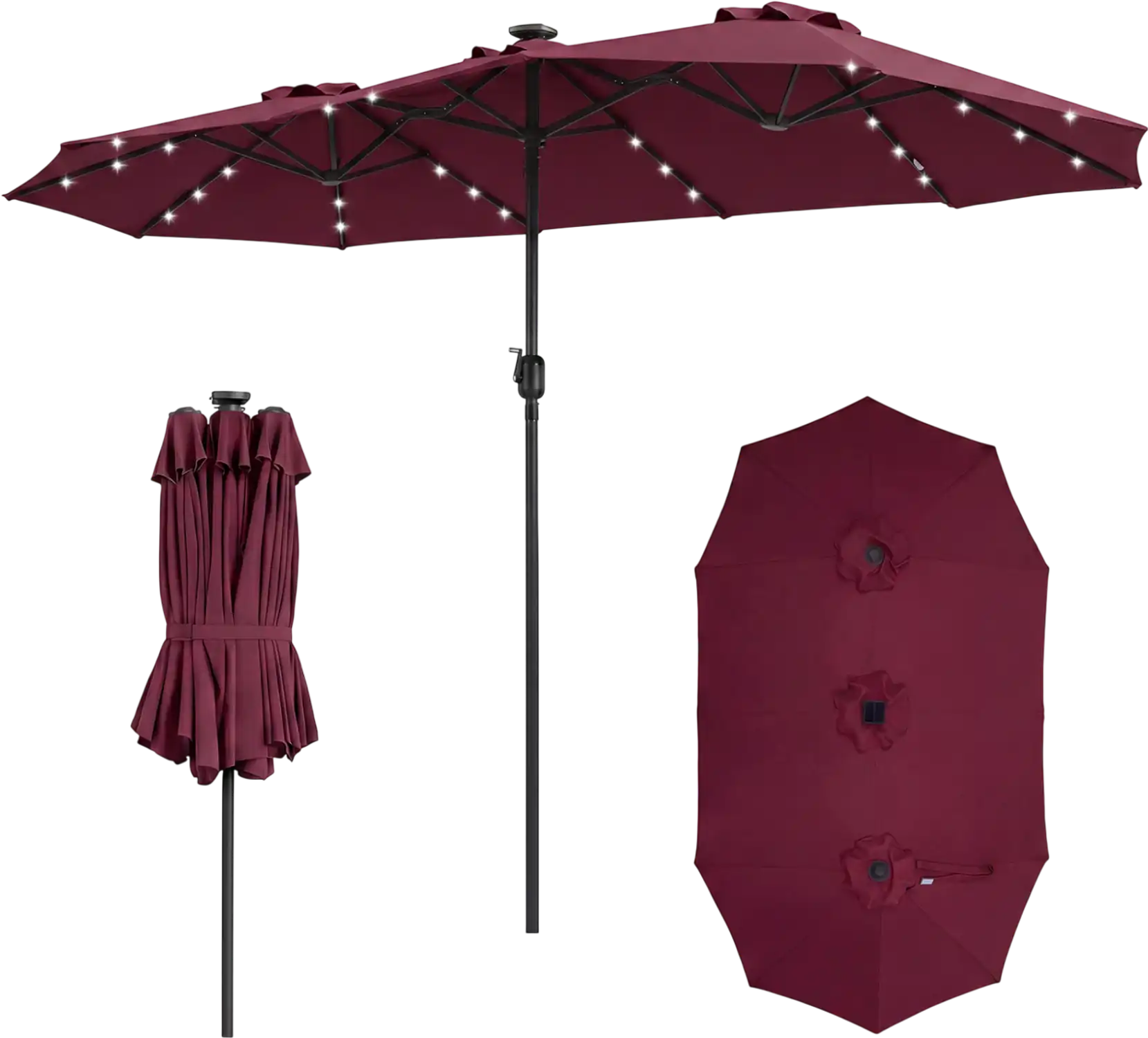 Costway 13' Double-Sided Patio Umbrella w/ 36 LED Lights 71680233 New