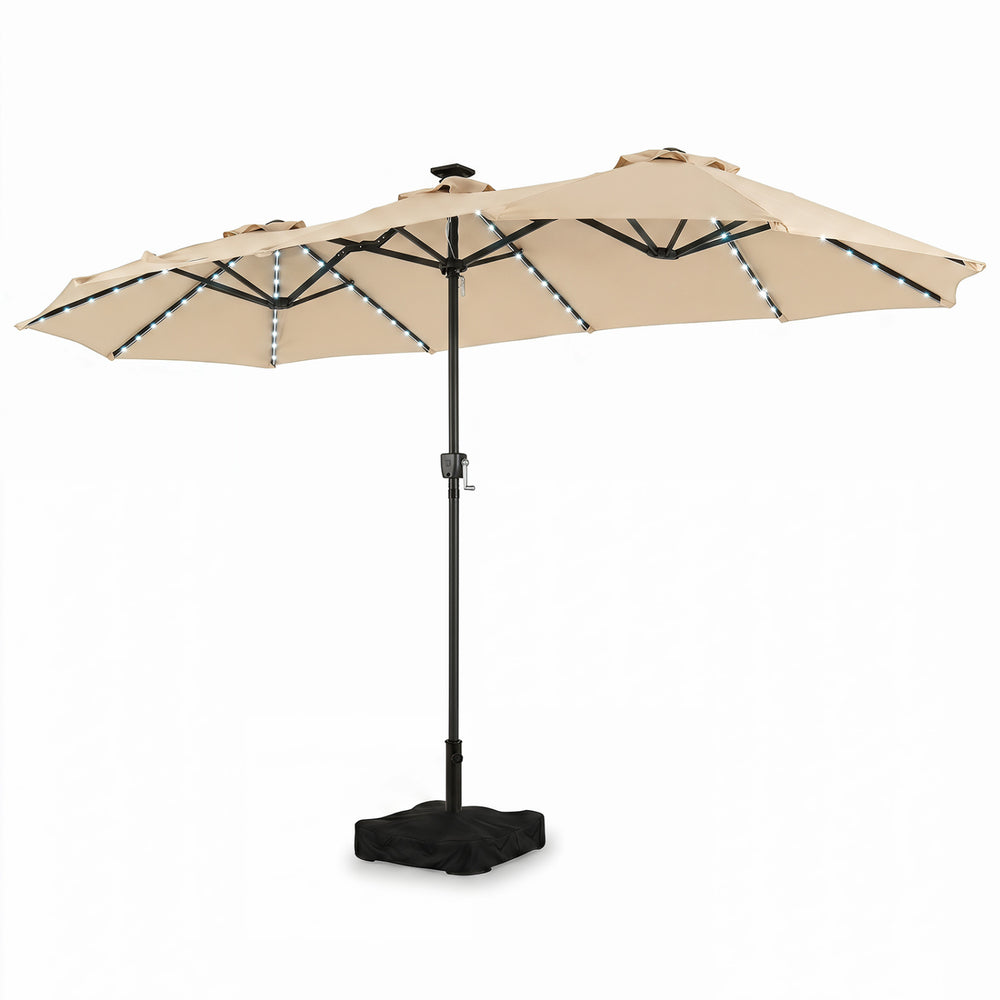 13 FT Double-Sided Patio Umbrella with 108 LED Lights and Base Included-Beige - Gallery View 1 of 1