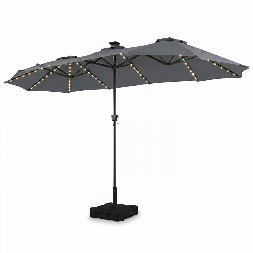 13 FT Double-Sided Patio Umbrella with 108 LED Lights and Base Included-Gray - Gallery View 1 of 2