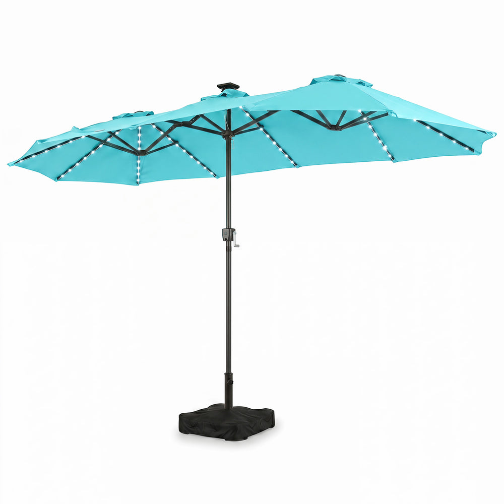 13 FT Double-Sided Patio Umbrella with 108 LED Lights and Base Included-Turquoise - Gallery View 1 of 2