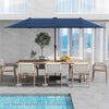 13 FT Large Patio Umbrella with LED Solar Lights and Crank Handle-Navy - Gallery View 1 of 11