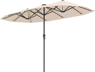 Costway 13' Patio Umbrella LED Solar Lights Crank Handle 589364217 New