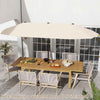 Large 13 ft double-sided patio umbrella in beige, featuring a crank handle and robust metal ribs for stability.