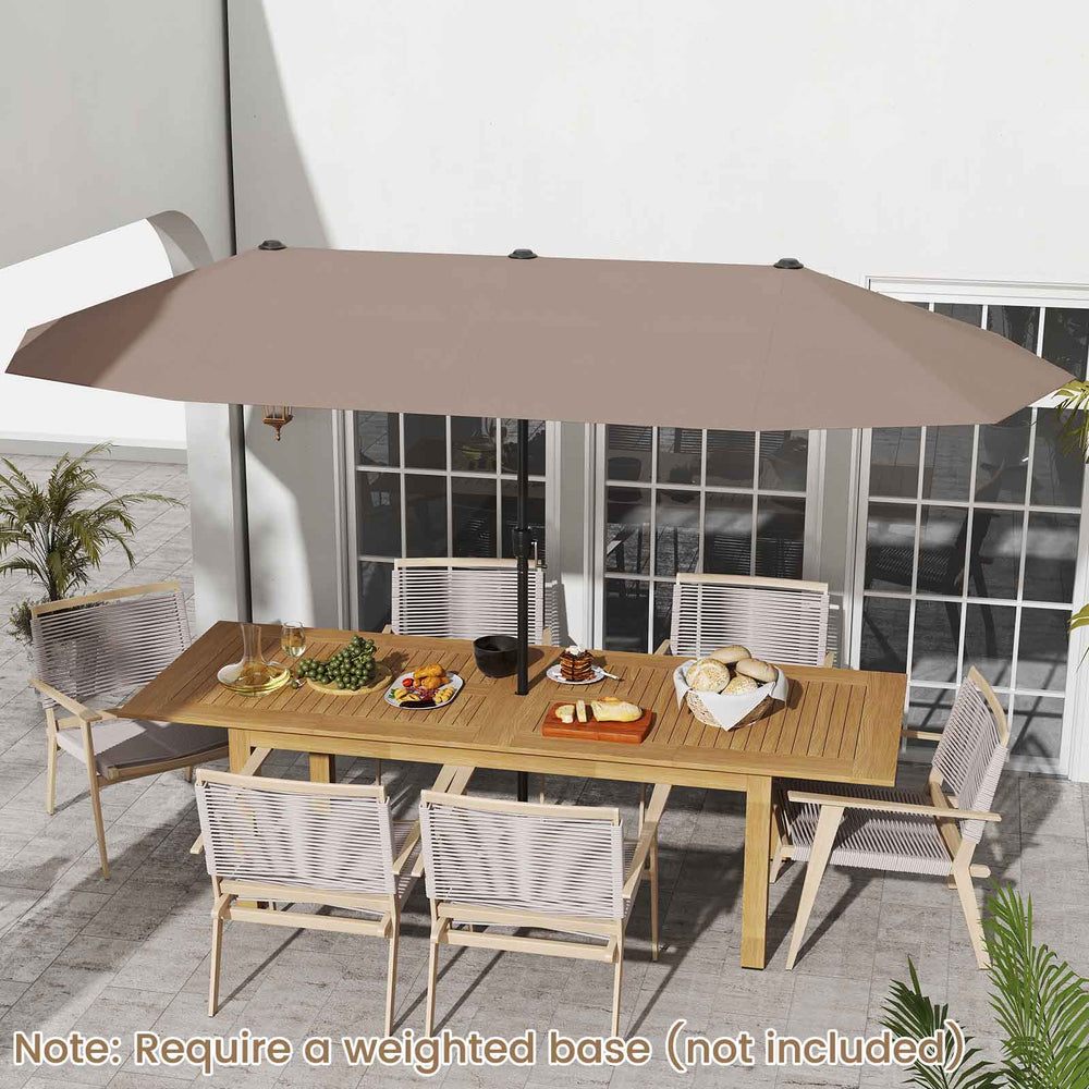 13 FT Large Patio Umbrella Outdoor Double-Sided Table Market Umbrella with Crank Handle-Coffee - Gallery View 1 of 10