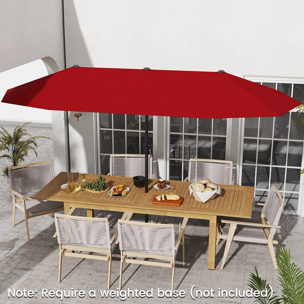 13 FT Large Patio Umbrella Outdoor Double-Sided Table Market Umbrella with Crank Handle-Red - Gallery View 1 of 10