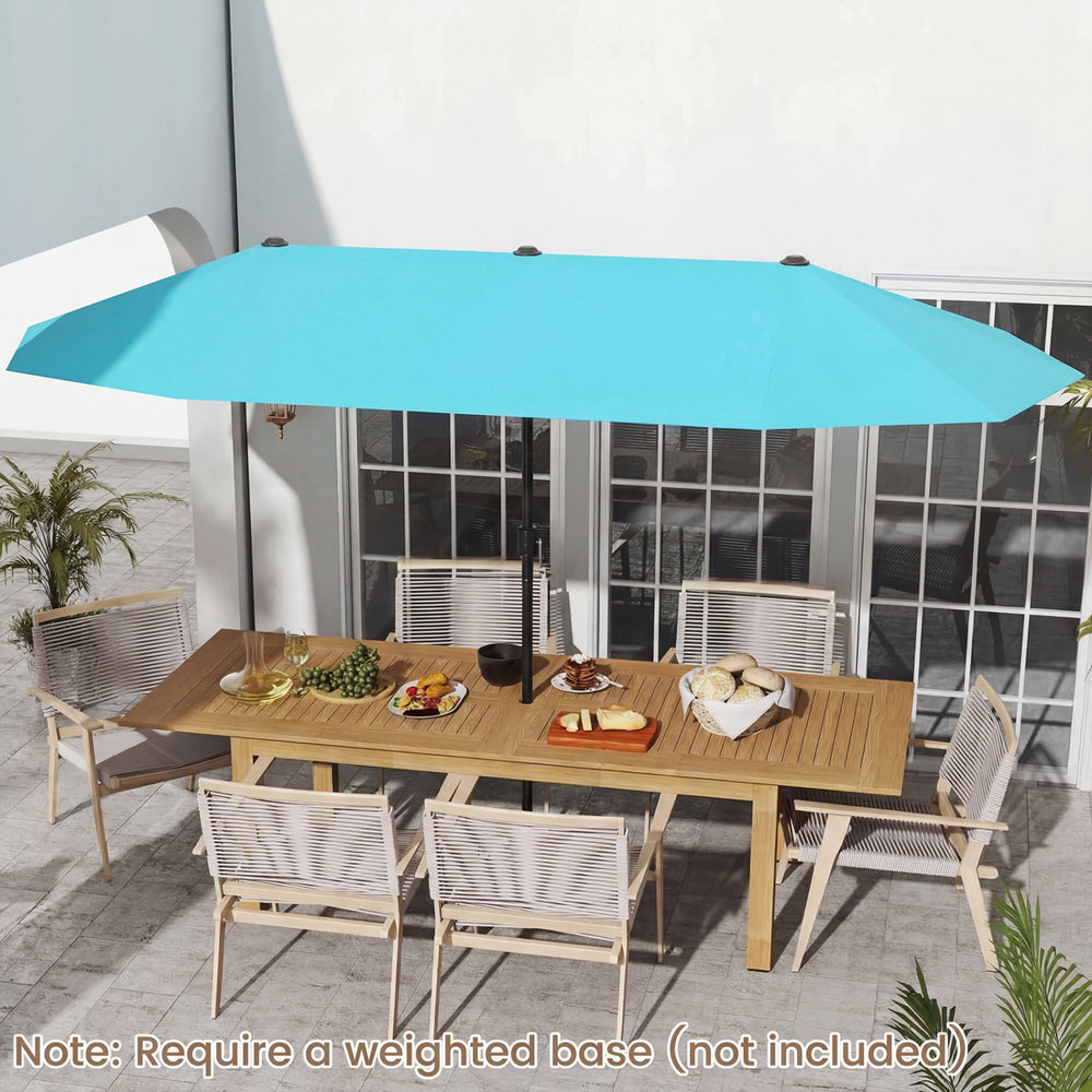 13 Feet Large Patio Umbrella Outdoor Double-Sided Table Market Umbrella with Crank Handle-Turquoise - Gallery View 1 of 10