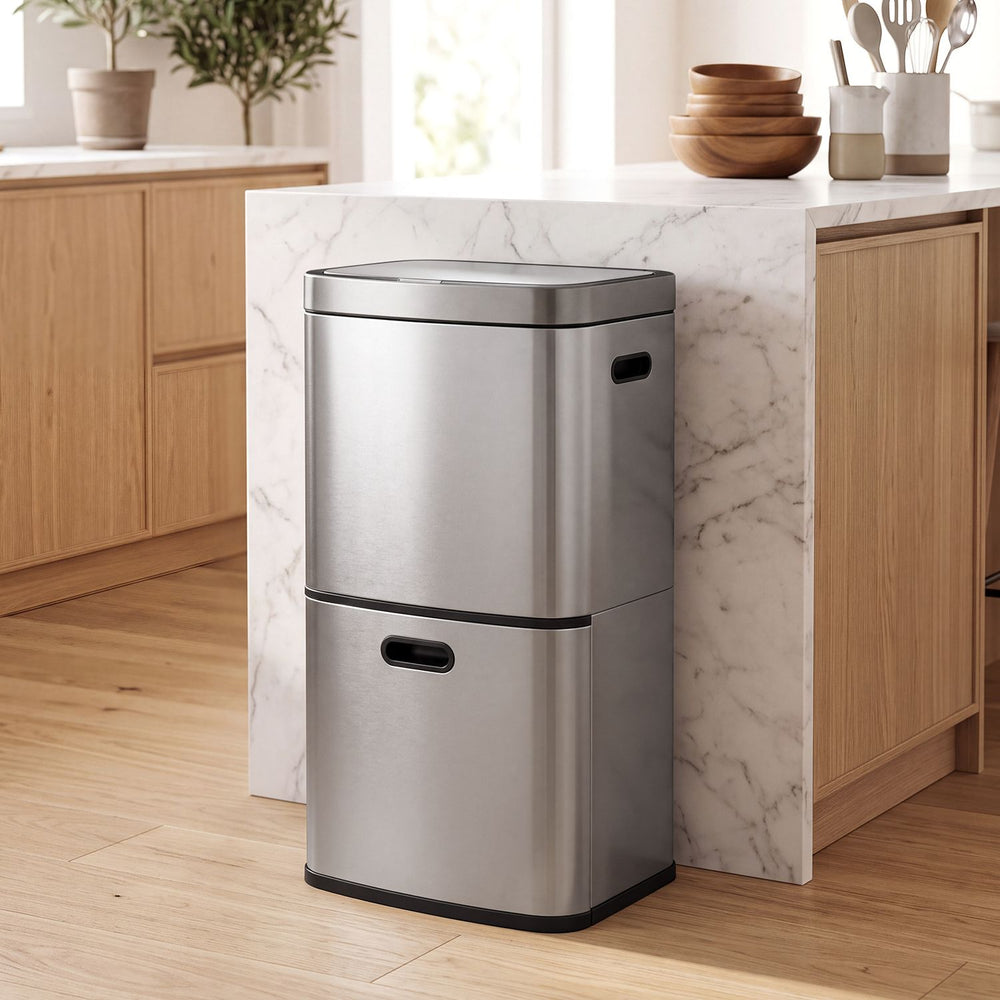 13 Gal Kitchen Trash Can with 3 Removable Bins-Silver - Gallery View 1 of 9