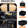 Car trunk organizer in black with removable divider, featuring 3 compartments and 6 pockets for efficient storage.