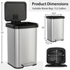 13.2-gallon stainless steel step trash can with soft close lid and deodorizer compartment, ideal for home or office use.