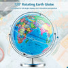 13-inch illuminated world globe with 720° rotation, colorful geographic details, ideal for education and decoration.