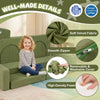 Modular kids play couch featuring soft velvet fabric, removable cover, and high-density foam for comfort and support.