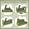 Modular kids play couch set featuring soft velvet fabric and high-density foam, perfect for imaginative play and family.