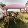 13 X 13 FT Pop up Gazebo with Portable Carrying Bag 8 Stakes and 4 Wind Ropes-Pink - Gallery View 1 of 10