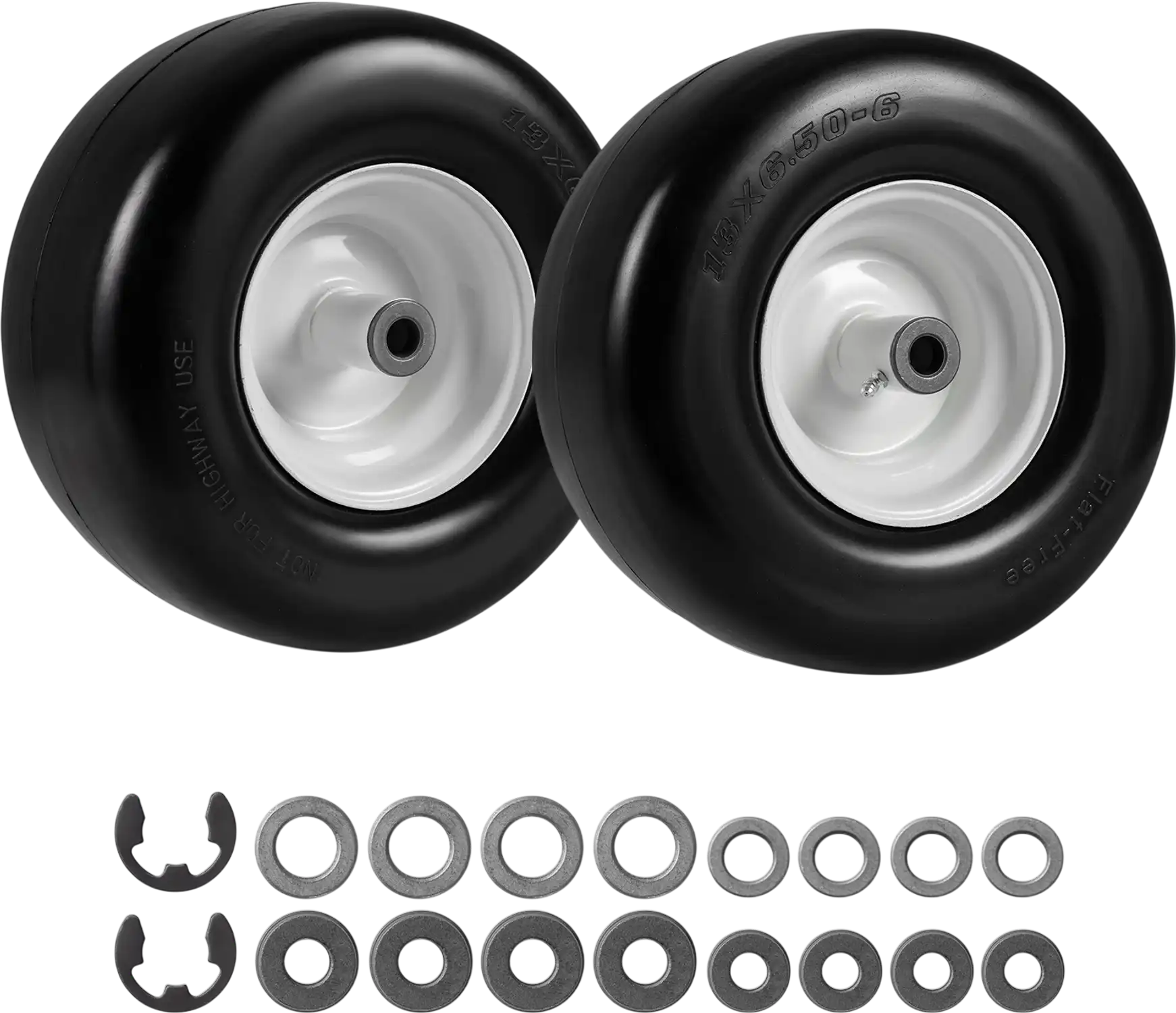 Costway 13 x 6.50-6 Flat Free Solid Rubber Tires & Wheels 2 Pack 64872992 New
