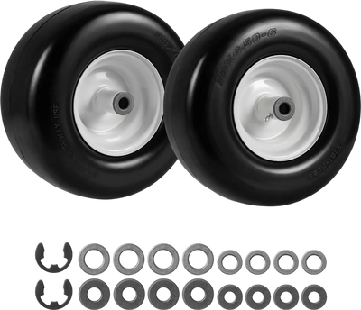 Costway 13 x 6.50-6 Flat Free Solid Rubber Tires & Wheels 2 Pack 64872992 New