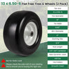 13 x 6.50-6 flat free tires with solid rubber construction, smooth tread for riding mowers and garden carts.