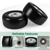 Flat free 13 x 6.50-6 solid rubber tires with smooth tread, designed for riding mowers and garden carts.
