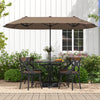 13FT Double-sided Patio Twin Table Umbrella with Crank Handle-Tan - Gallery View 1 of 11