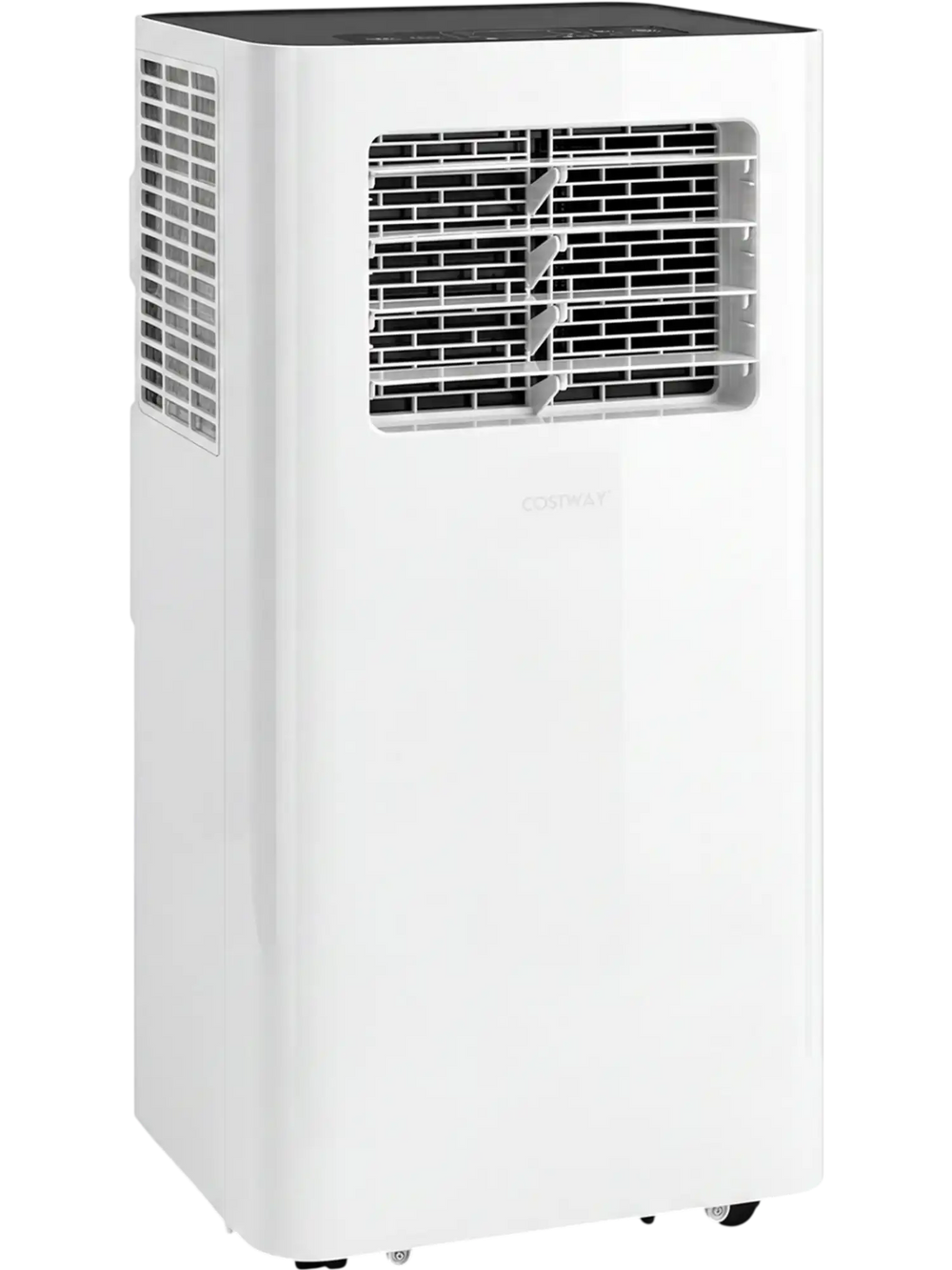 14000 BTU 3-in-1 Smart AC in white with Wi-Fi, remote control, and window kit for efficient cooling and easy mobility.