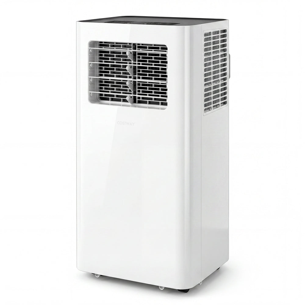 14000 BTU smart air conditioner in white, featuring Wi-Fi, remote control, and 3-in-1 functionality for efficient.