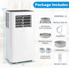 14000 BTU smart AC unit in white with remote control, window kit, and features for cooling, fan, and drying functions.
