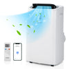 14000 BTU portable air conditioner in white with WiFi control, featuring touch panel and oscillation for efficient.