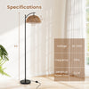 Arc floor lamp with a hanging lampshade, 63 inches tall, black finish, ideal for living room or bedroom lighting.