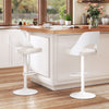 White bar stools set of 2 with PU leather seats and footrests, ideal for kitchens and dining areas.