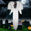 This Halloween animatronic angel features flapping wings and a spooky face, perfect for creating a chilling atmosphere.