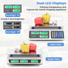 Dual LCD displays of the 66lb price computing scale, featuring backlight and shortcut buttons for efficient food.