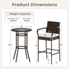 Bar height table and chair set with PE wicker, cushions, and tempered glass top, perfect for porch or patio use.