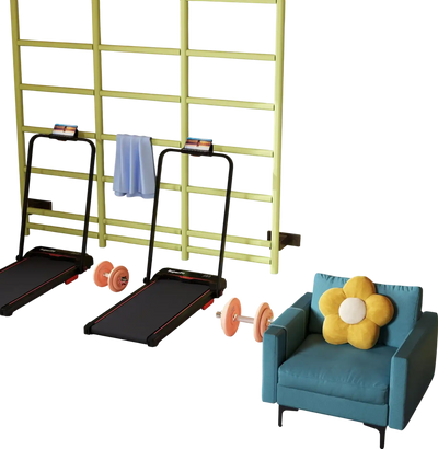 Costway 3-in-1 Folding Treadmill & Modern Accent Chair Home Fitness Relaxation Set 45044279 New