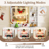 Vanity set with mirror featuring 3 adjustable lighting modes and a comfy stool, perfect for makeup application.