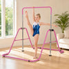 143 lbs Capacity Foldable and Adjustable Kids Gymnastics Bar with 5 Height Levels-Pink - Gallery View 1 of 10